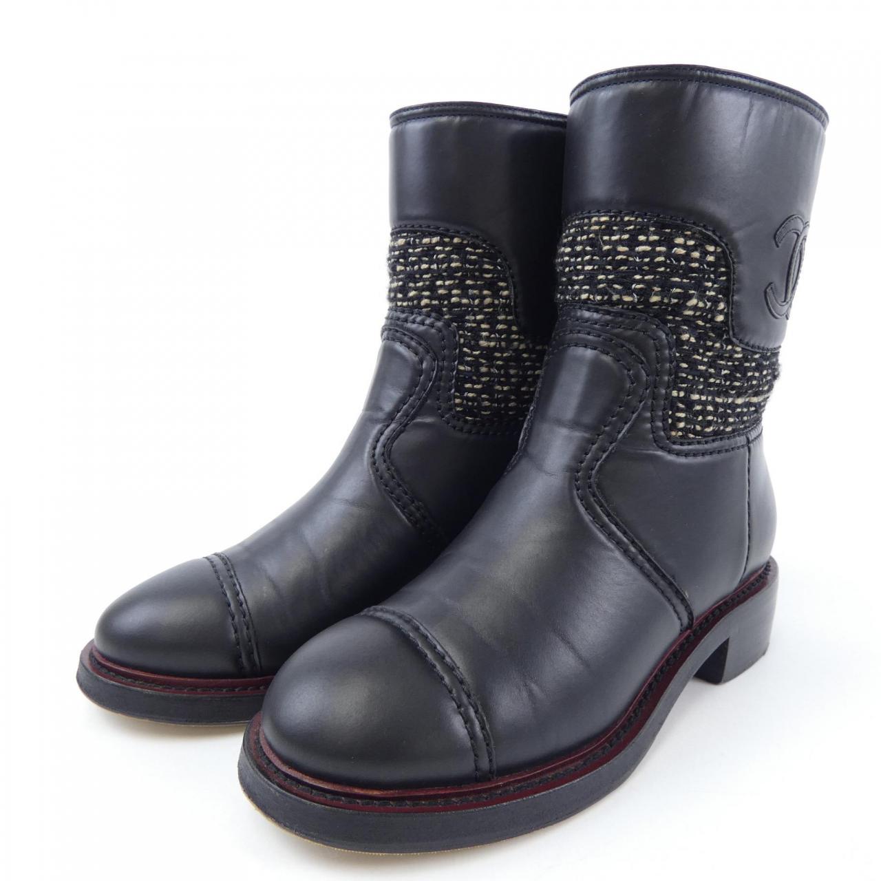 Chanel G31189Y50115 Calfskin Tweed Boots