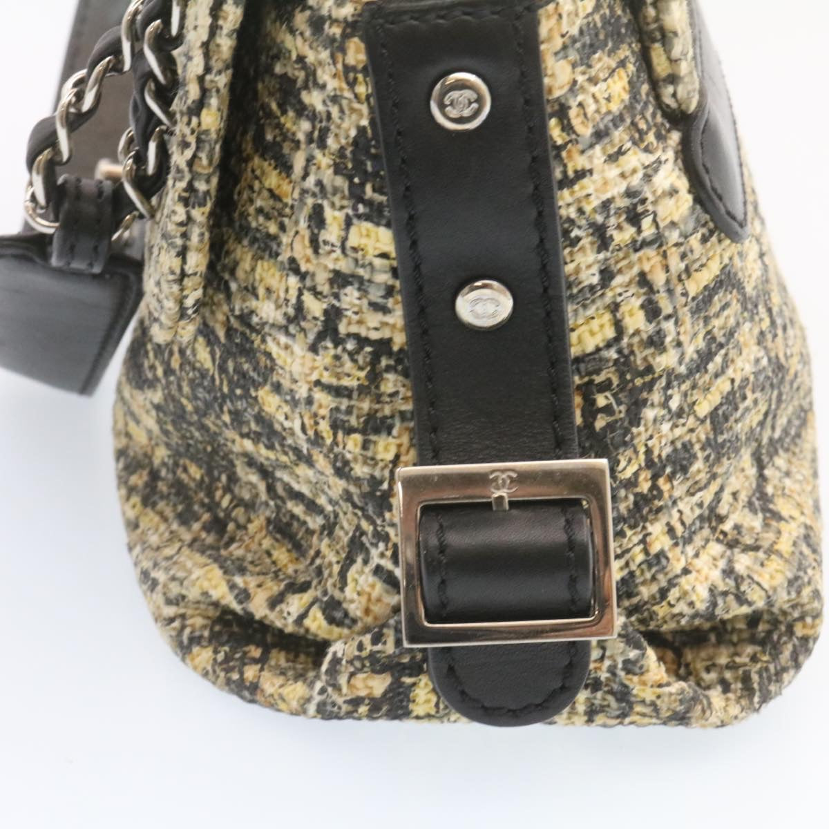 CHANEL Camellia Icon Turn lock Chain Flap ShoulderBag Beige Black CC 24396A