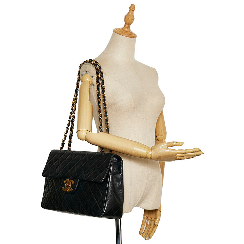 Chanel Mattress 34 Chain houlder Bag Bag Black Gold CHANEL