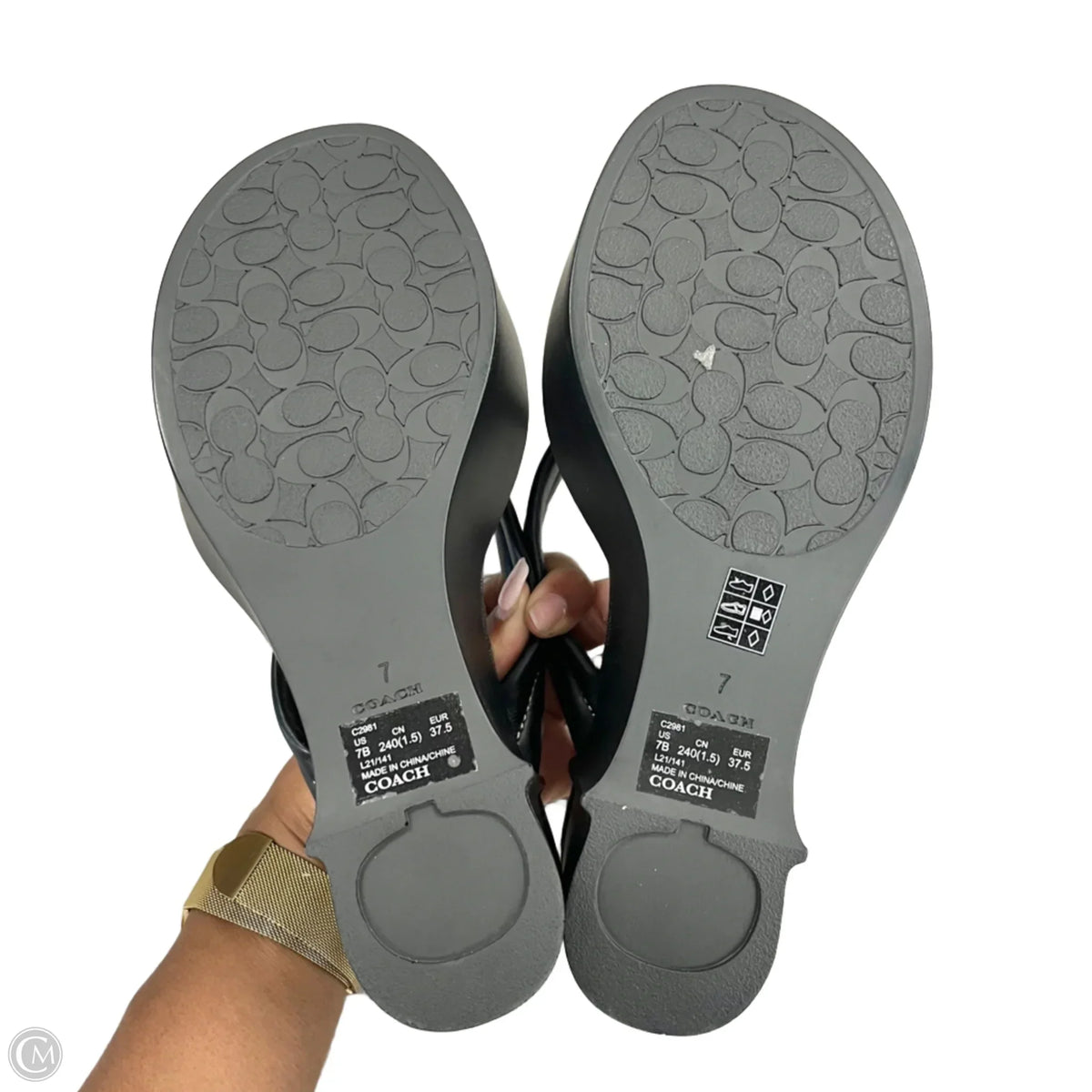 Sandals Designer By Coach In Black, Size: 7