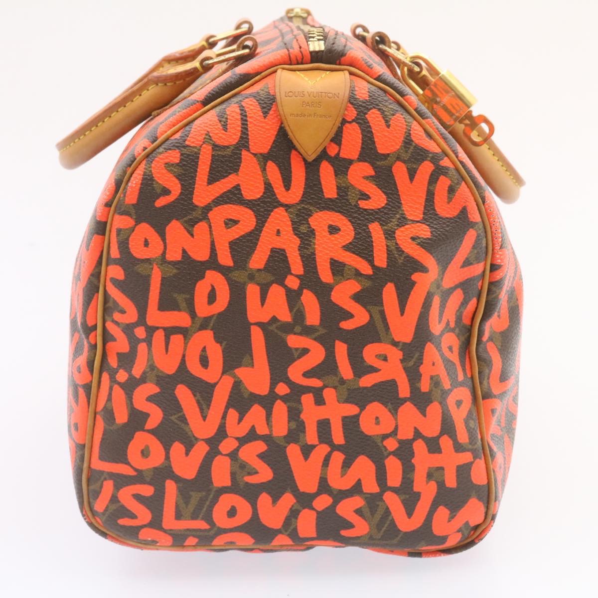 LOUIS VUITTON Monogram Graffiti Speedy 30 Hand Bag Orange M93705 LV Auth 25731A