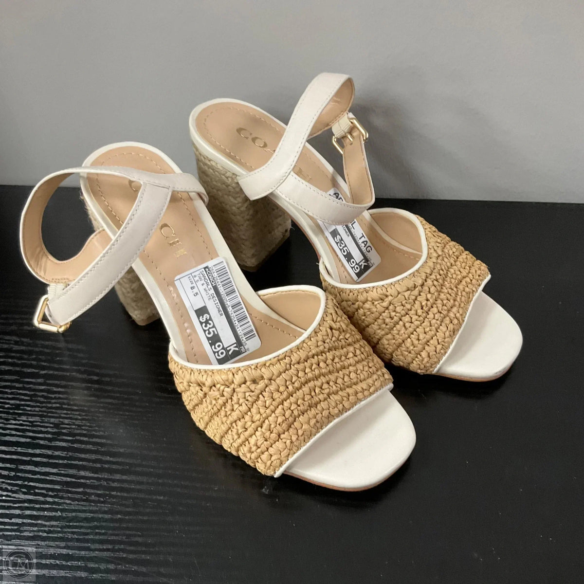 Sandals Designer By Coach In Tan & White, Size: 8.5