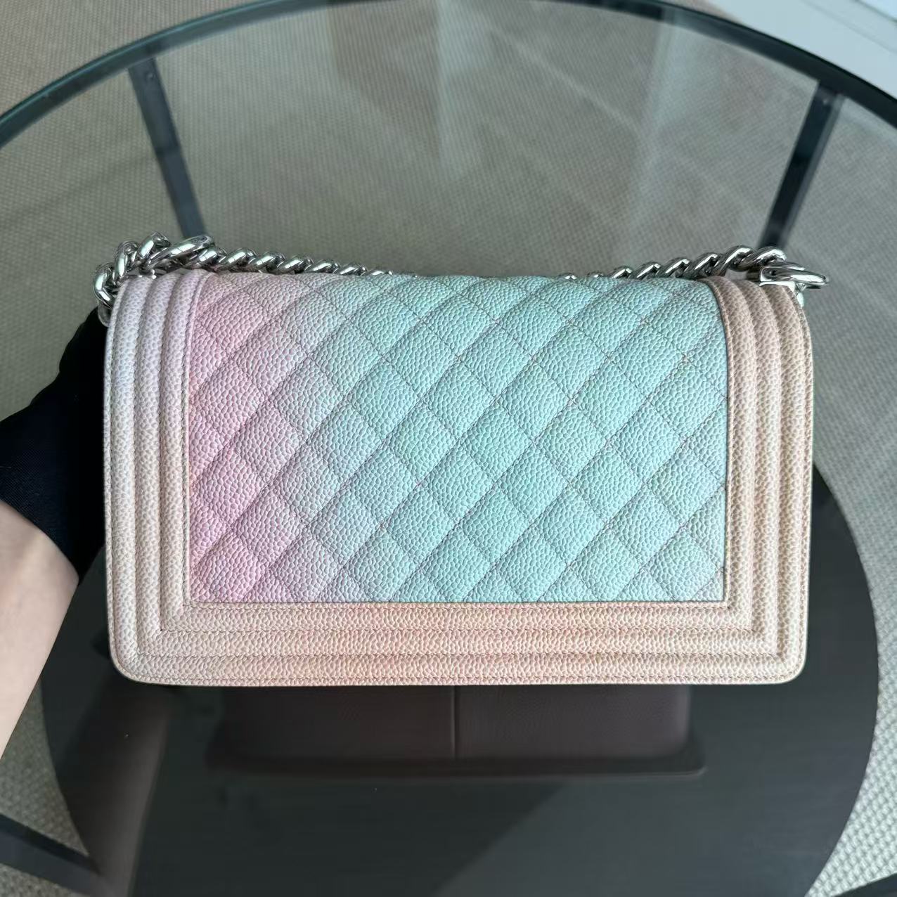 *Rare, Un* Chanel Boy Medium - 25CM Raibow Caviar Quilted Mixed Hardware Series 25