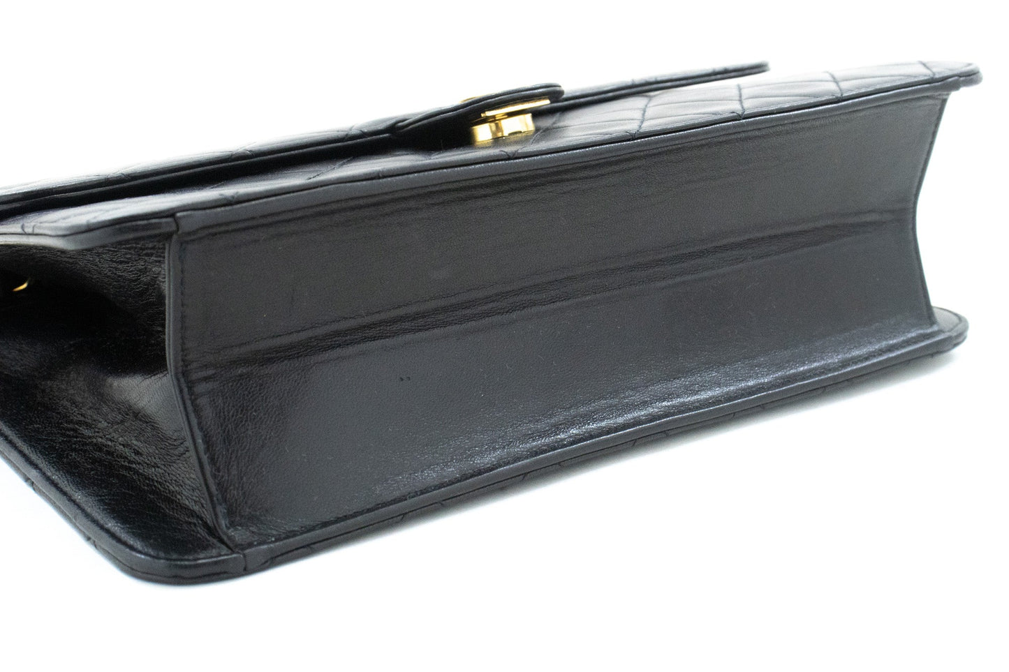 CHANEL Chain Shoulder Bag Clutch Black Quilted Flap Lambskin Purse