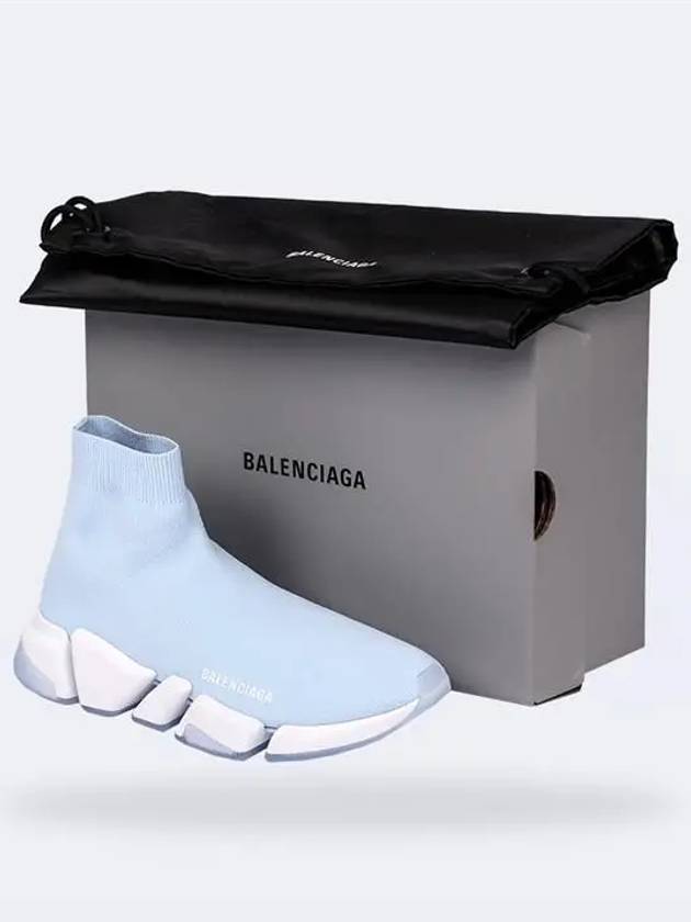 Luxury Balenciaga Speedrunner Knit High Top Sneakers Blue
