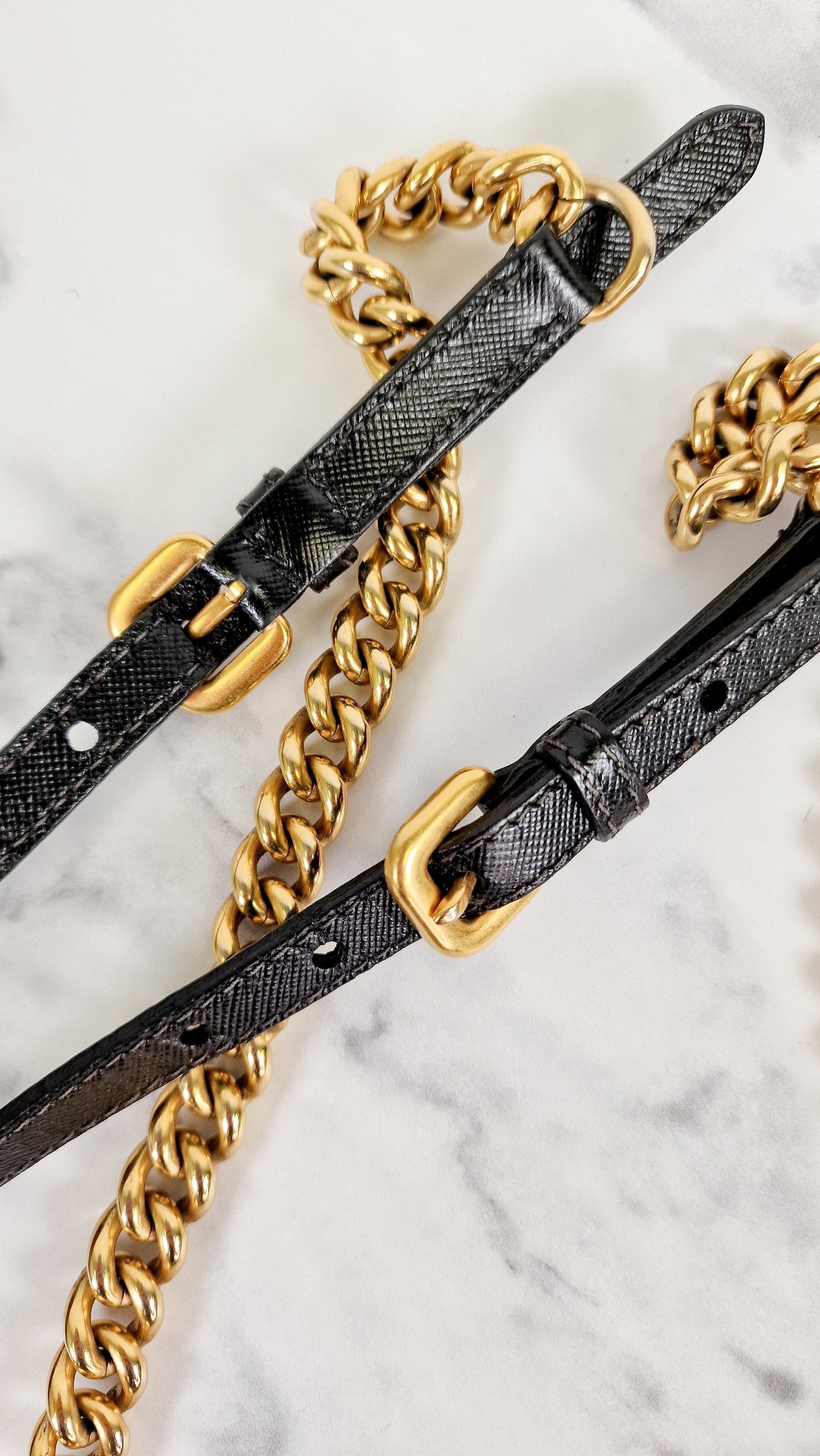 Rare Vintage Prada Black & Gold Tessuto Oro Nylon & Saffiano Leather Cut-Out Logo Crossbody Bag - Prada BT0606