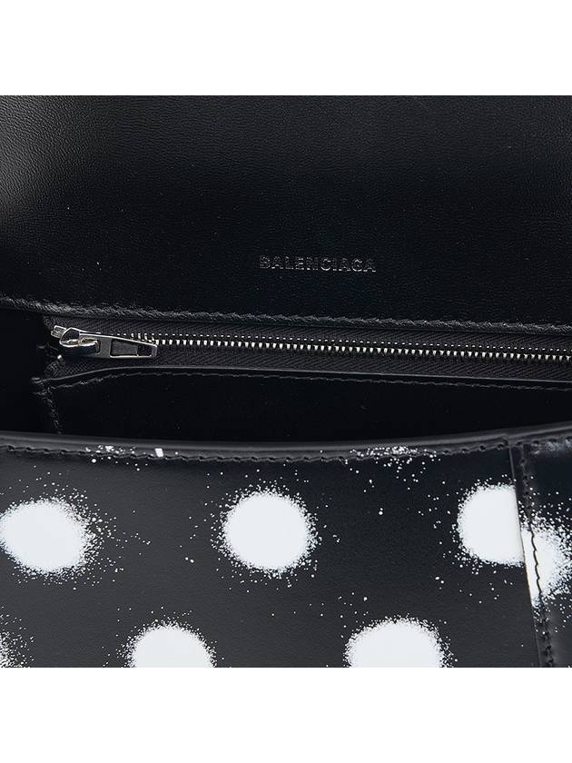 Luxury Balenciaga Hourglass Small Polka Dot Leather Tote Bag Black