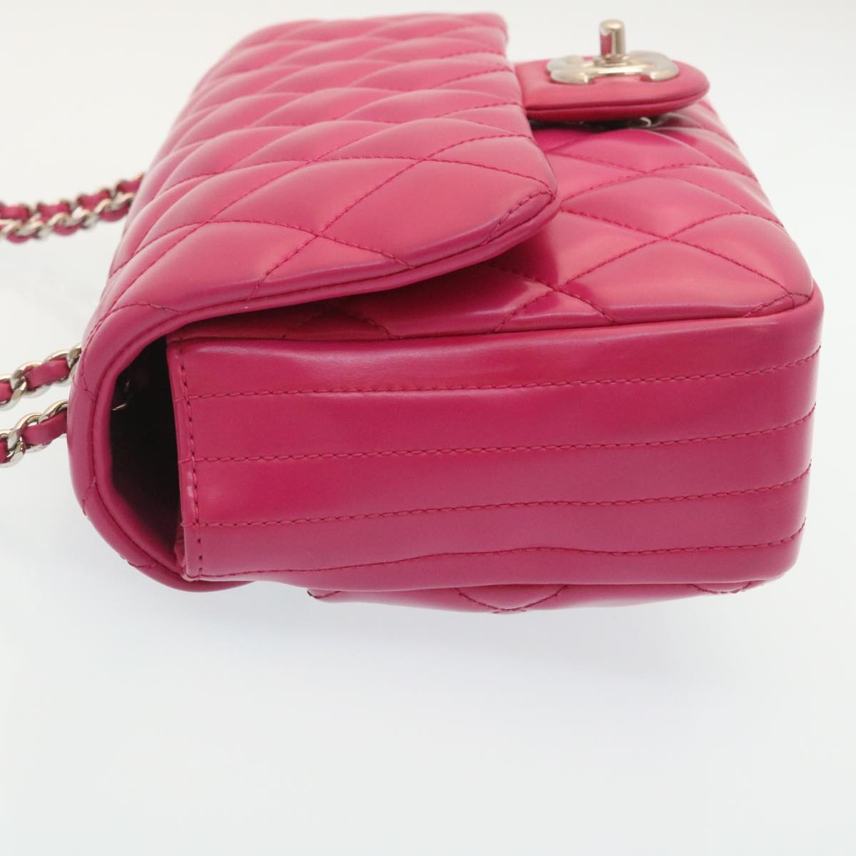 CHANEL Matelasse Coco Rain Double Chain Shoulder Bag Lamb Skin Pink Auth 29191A