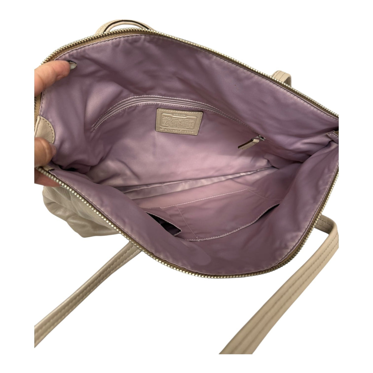 Handbag Designer By Coach In Taupe, Size:Large