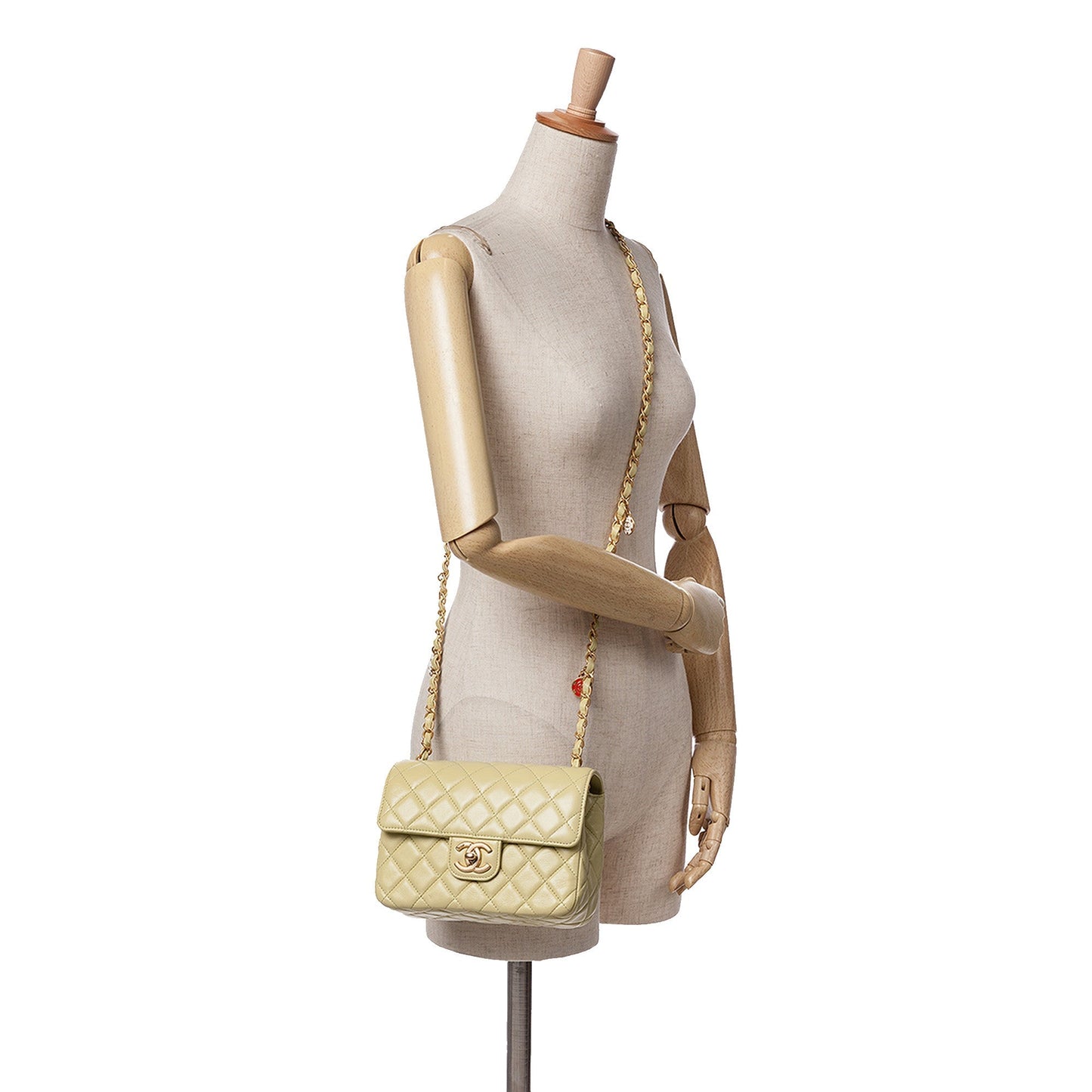Green Chanel Small Classic Lambskin Casino Royale Charms Single Flap Crossbody Bag