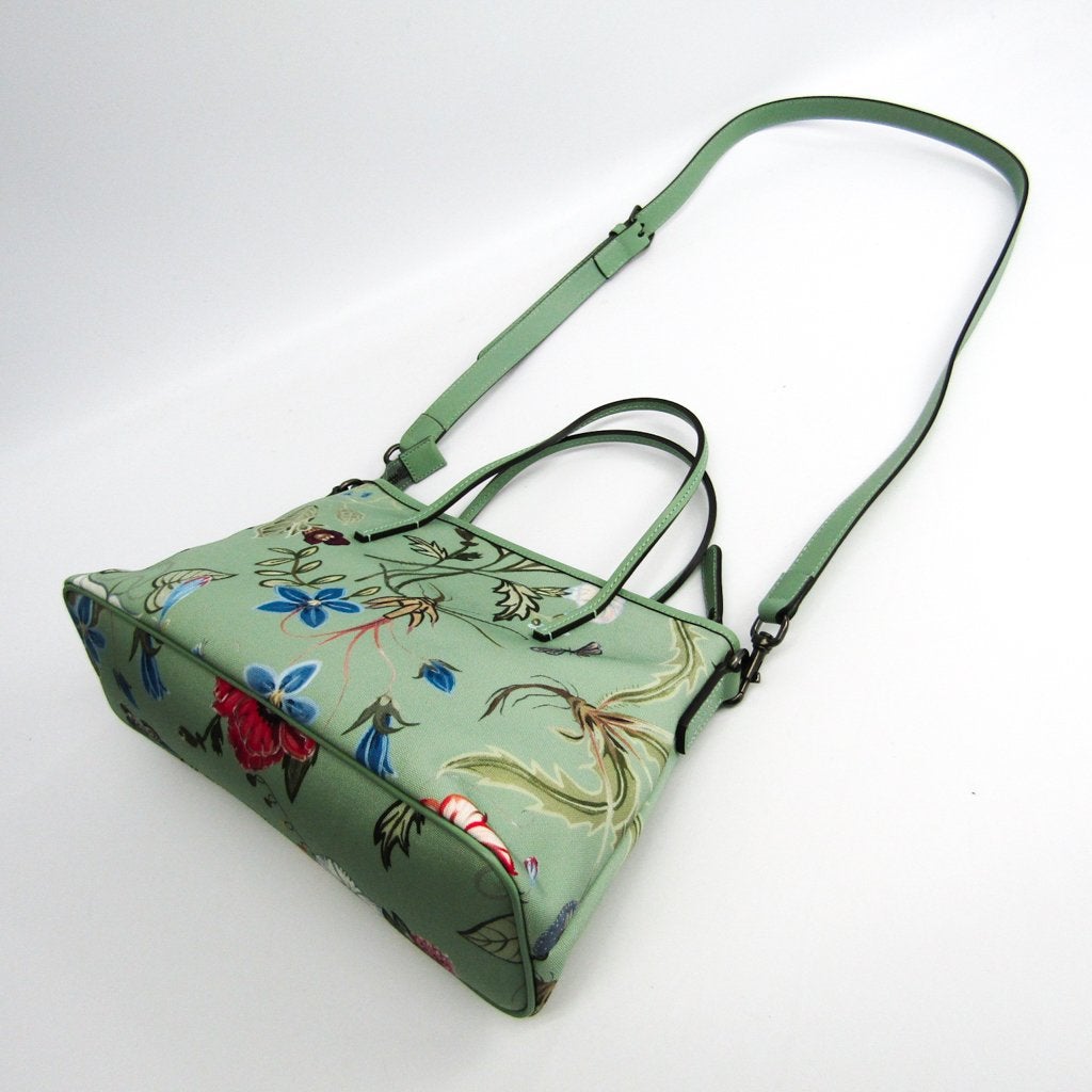 G*G Green Printed Canvas Kris Knight Tote (SHA-36978)