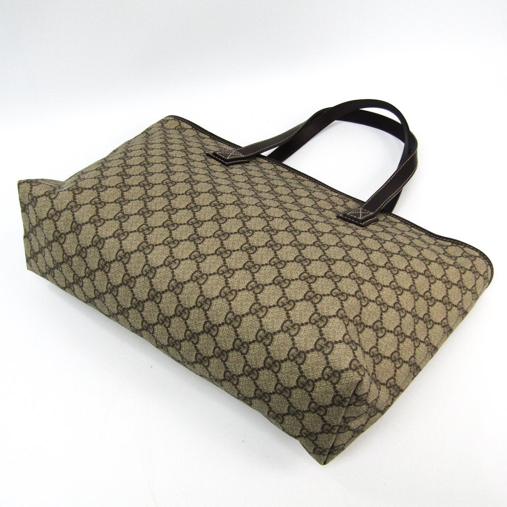 G*G Beige Leather GG Monogram Canvas Tote Bag (SHA-24514)