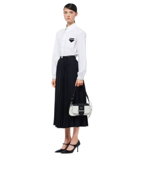 Prada Sidonie Leather Shoulder Bag White / Black