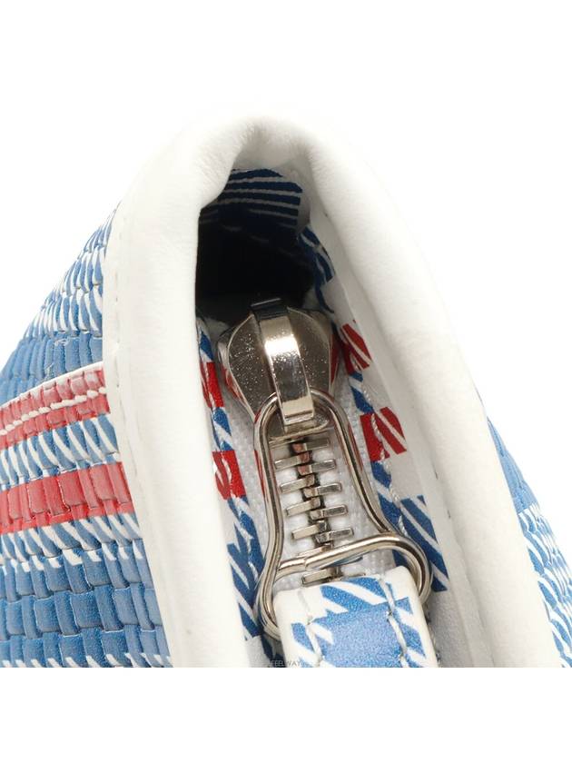 Luxury Balenciaga Multi check printed gold lettering logo hand strap Babes pouch clutch