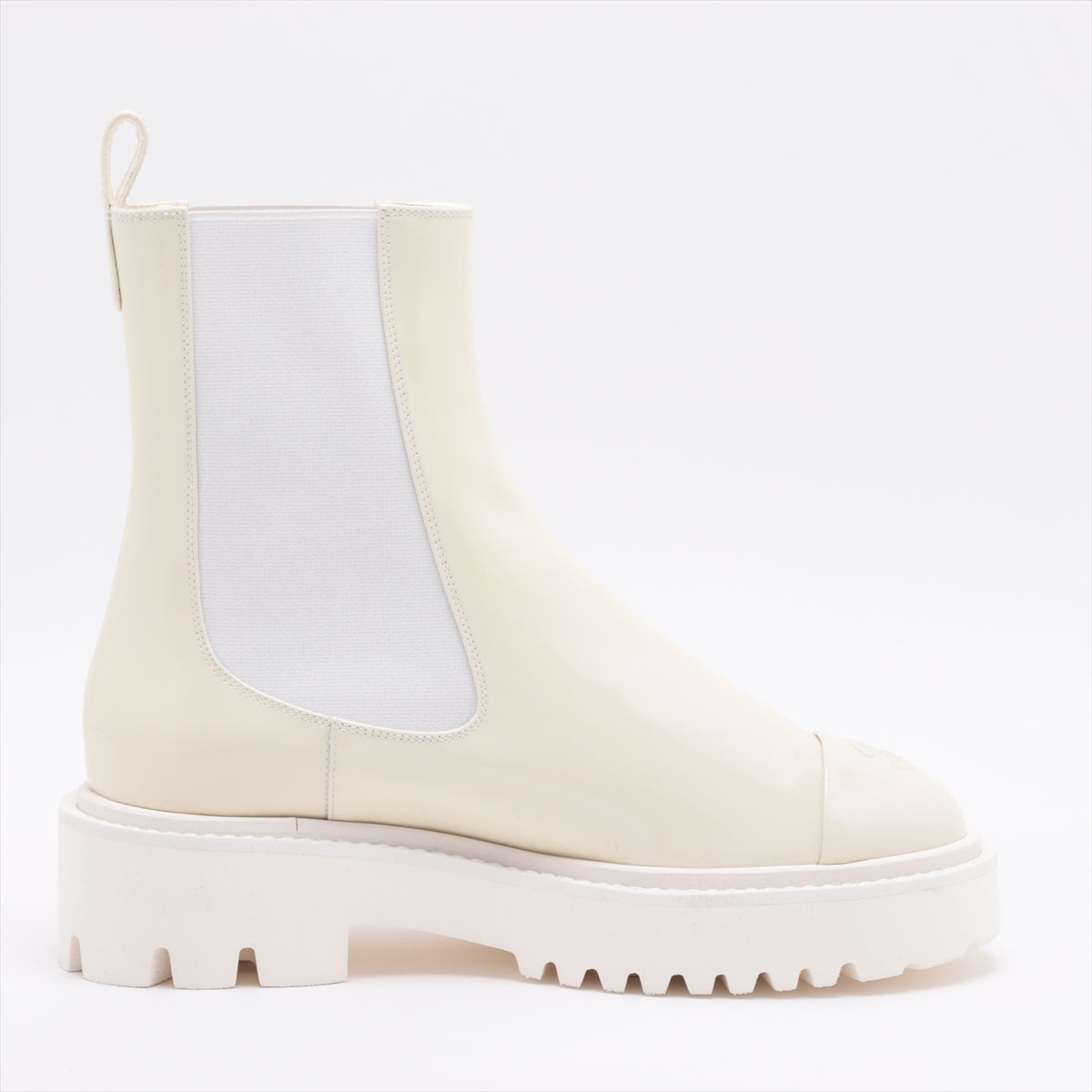 Chanel Coco 22C Patent Leather Sidewear 37 1/2 White G38218