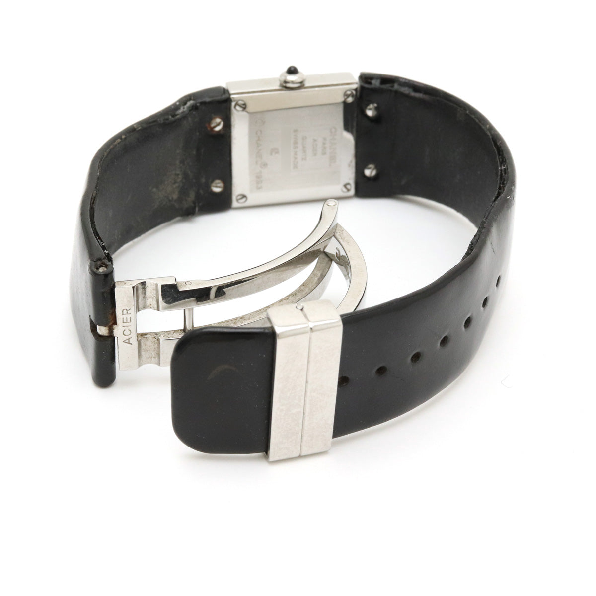 Chanel Matrasse SS Emmeline Leather Belt Black Quartz Watch H0116