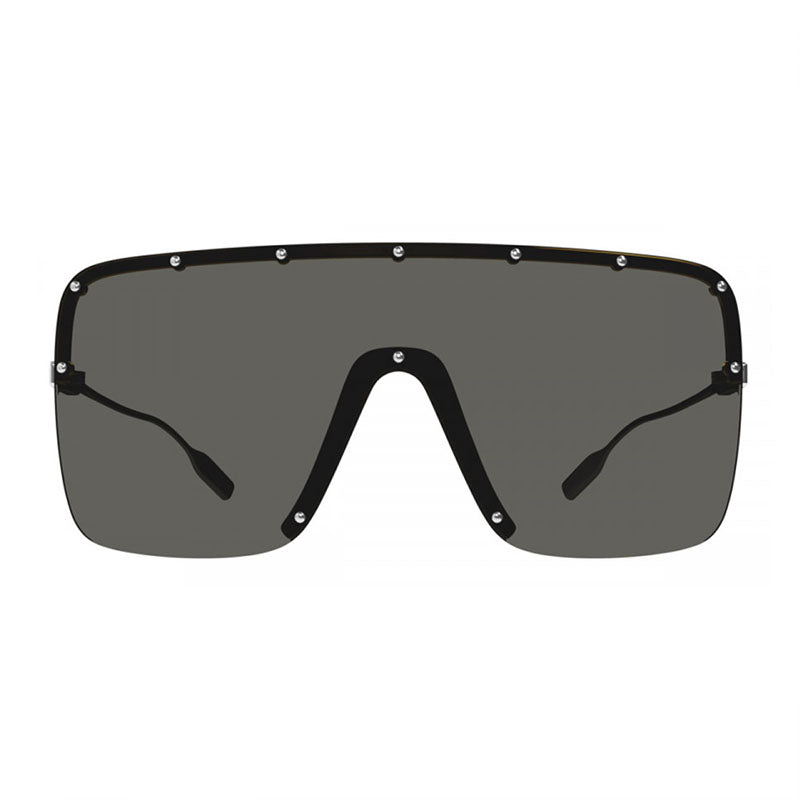 Gucci Shield Rimless, with a Gold frame and Grey lens.