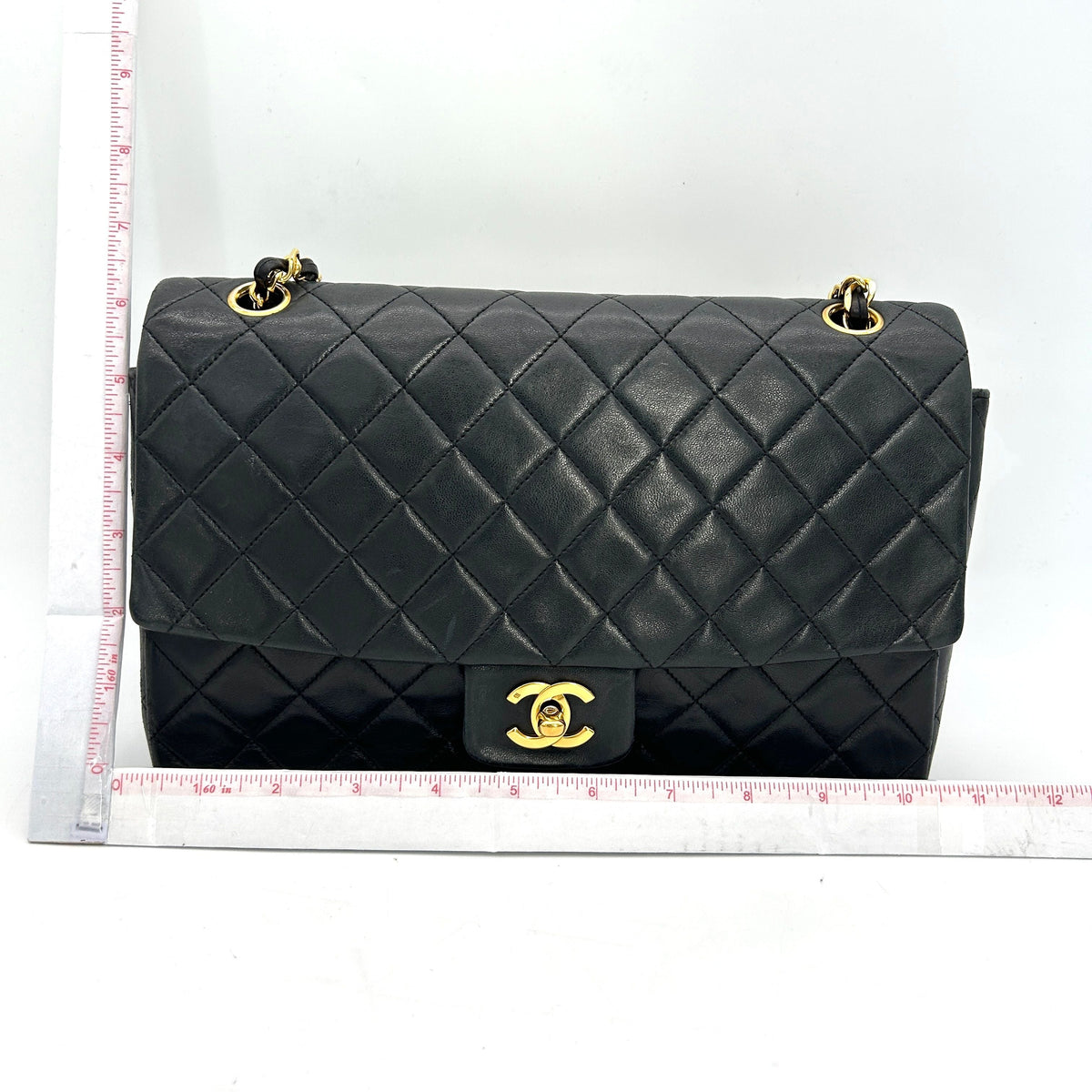 Chanel Lambskin Quilted Medium Double Flap Black ch25259cc