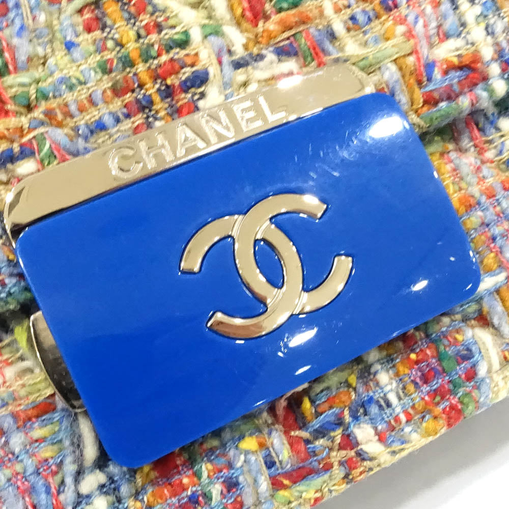 Chanel Chain Shoulder Bag Flap Tweed Effect Twid 24