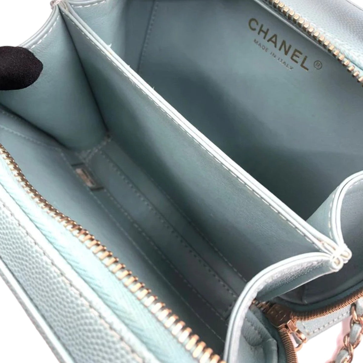 CC Filigree Vanity Case Small Caviar Tiffany Blue GHW
