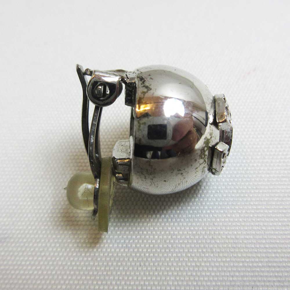 Chanel Silver Earrings Coco Mark AB Rank