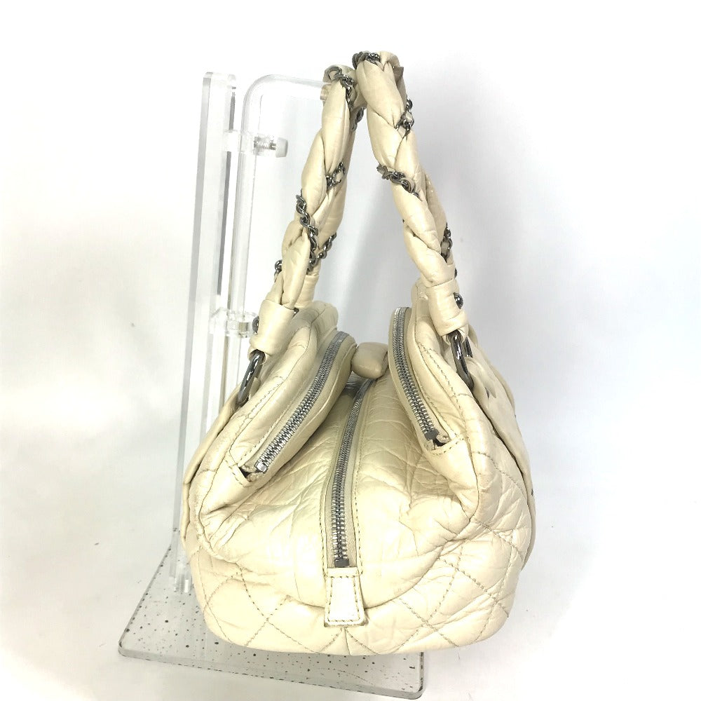 CHANEL Handbag leather beige Bubble quilt CC COCO Mark