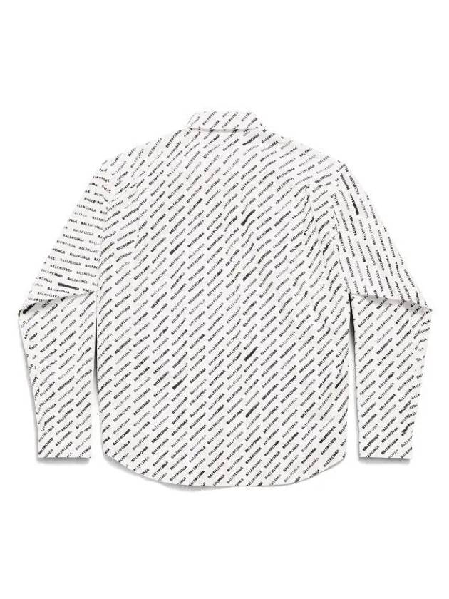 Luxury Balenciaga Allover Logo Print Long Sleeve Shirt White Black