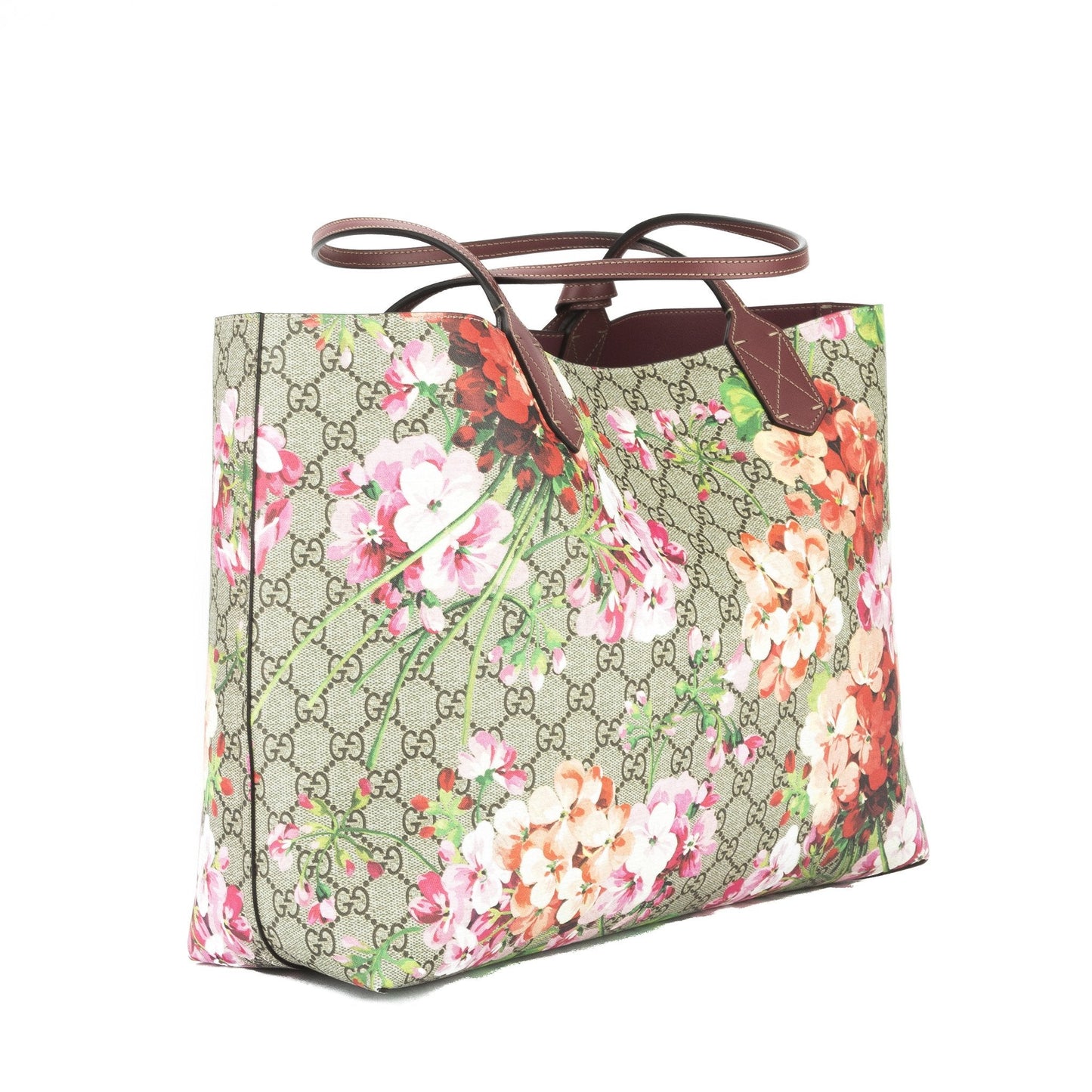 G*G Antique Rose Leather Reversible GG Blooms Medium Tote (New with Tags)