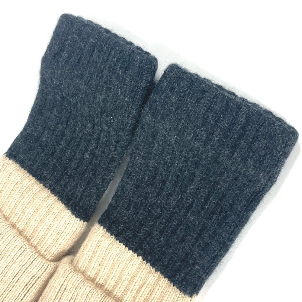 CHANEL gloves cashmere beige Two-tone fingerless gloves CC COCO Mark