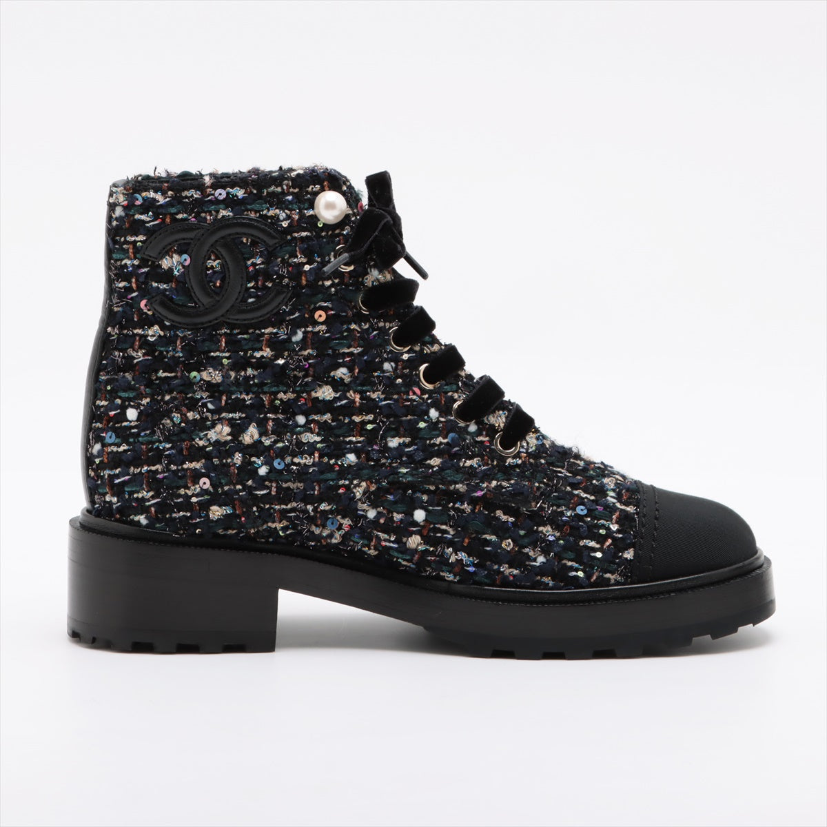 Chanel COCOMARK TWIDE SHORT BOOTS 37.5 LADY BLACK X NAIBI G35154 PERLE LOVE MARKET SHOP