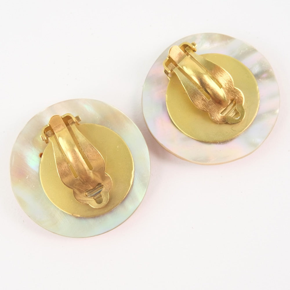 Chanel Chanel Coco Mark Earring S G Plated Beige 94P 15.0g Coco Mark 【Cool】 Earring Shell