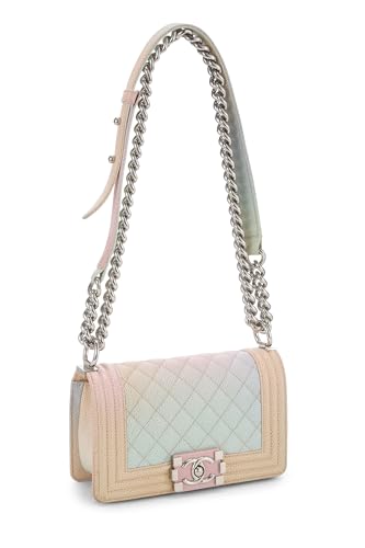 Chanel, Rainbow Quilted Caviar Boy Bag Small, Pink