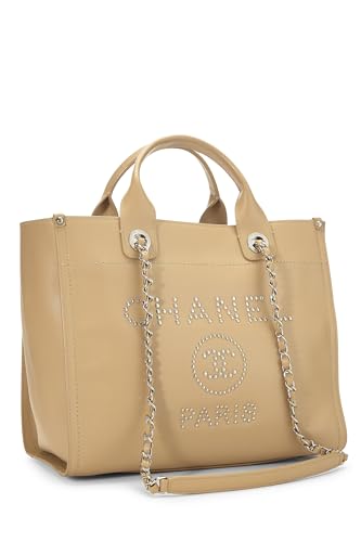 Chanel, Beige Caviar Deauville Medium, Beige