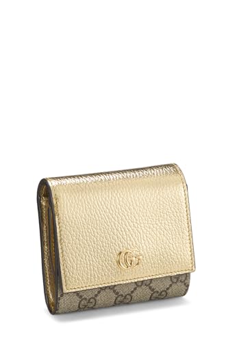 Gucci, Gold GG Supreme Canvas Compact Wallet, Gold