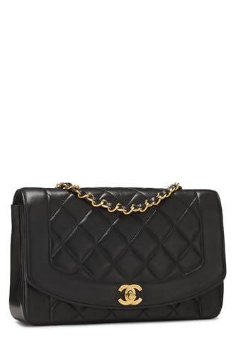 Chanel, Black Quilted Lambskin Diana Flap Medium, Black