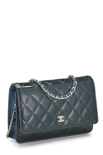 Chanel, Blue Quilted Patent Leather Wallet on Chain (WOC), Blue