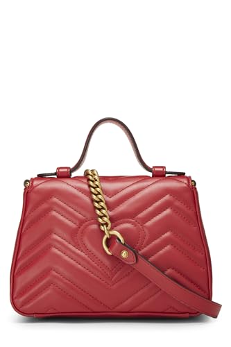 Gucci, Red Leather GG Marmont Top Handle Bag Mini, Red
