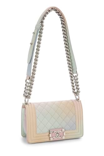 Chanel, Rainbow Quilted Caviar Boy Bag Small, Multi