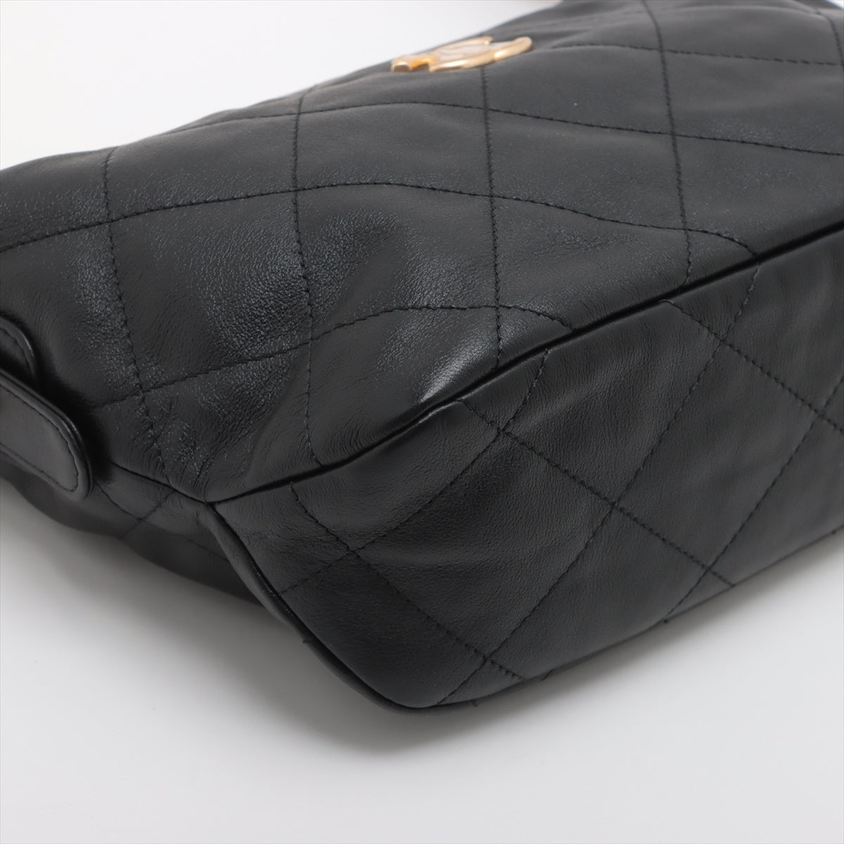 Chanel Lambskin Chain Shoulder Bag Black G AS2910 ay
