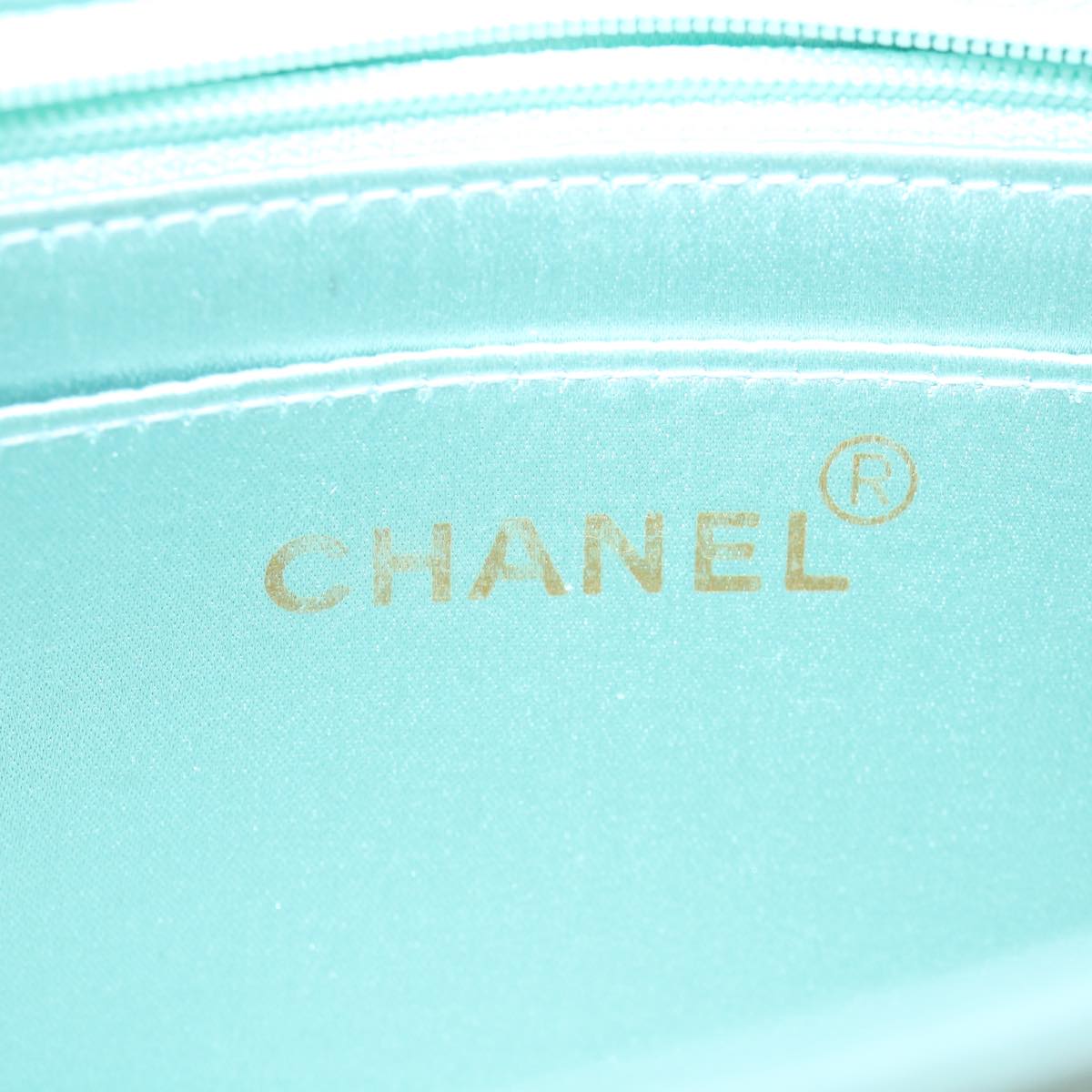 Top Quality Chanel Diana Matelasse Shoulder Bag Satin Light Blue CC Auth 33325A