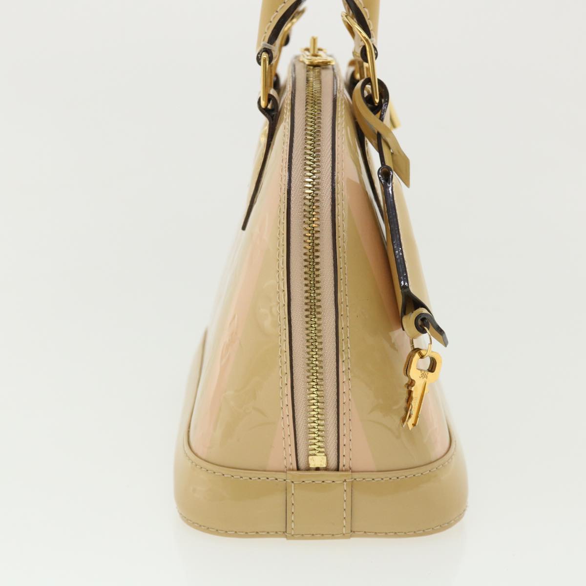 LOUIS VUITTON Monogram Vernis Rayure Alma BB Hand Bag Beige M90970 Auth 33326A