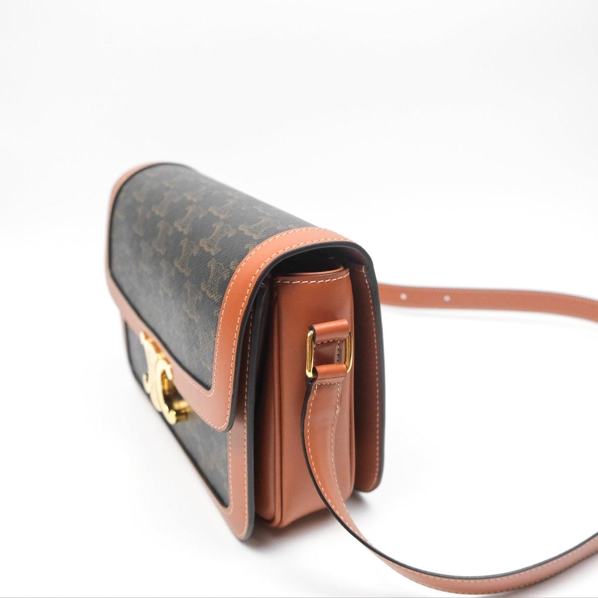 Celine Medium Triomphe Bag Triomphe Canvas Tan Calfskin