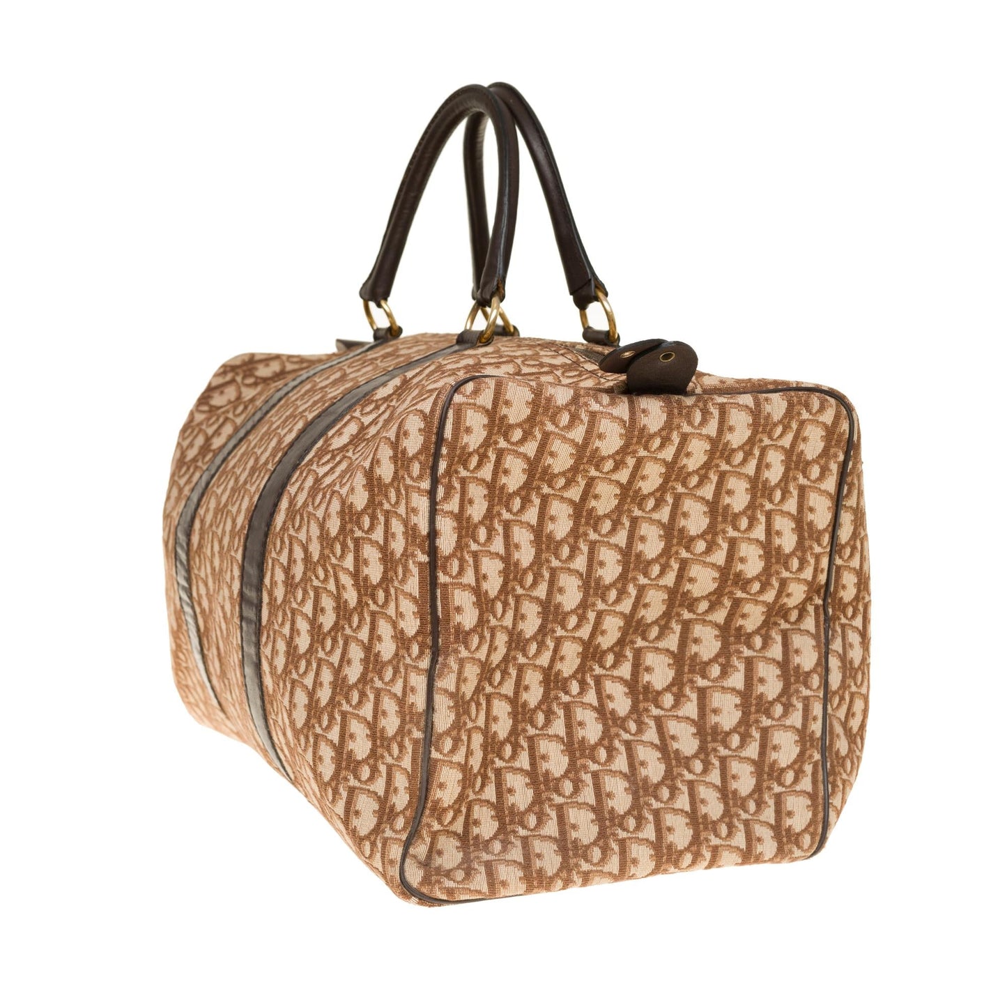 CHRISTIAN DIOR Stunning Travel bag in brown canvas and leather