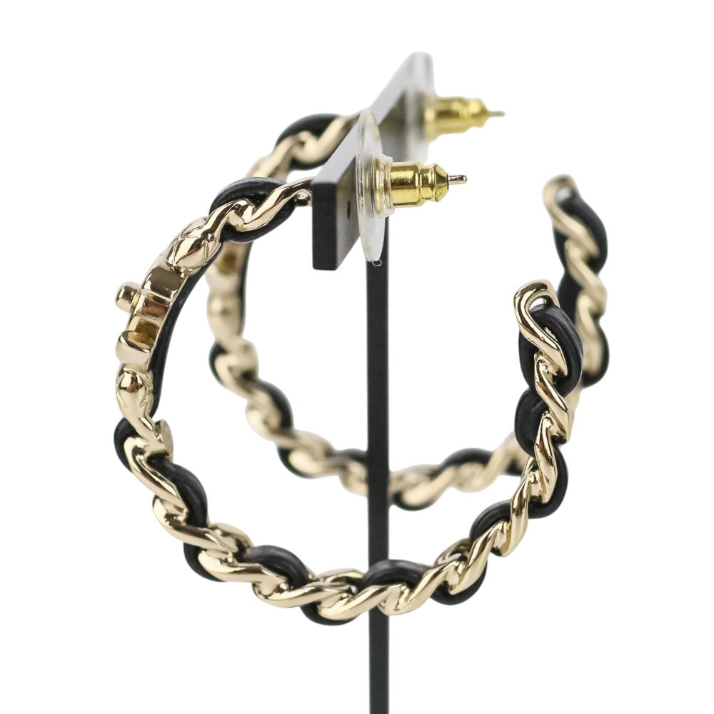 Chanel Coco Mark Turnlock Hoop Earrings