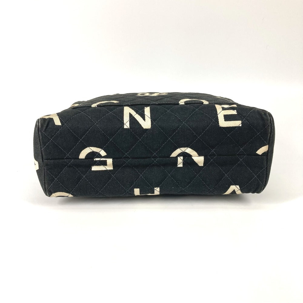 CHANEL Handbag canvas black All-over logo