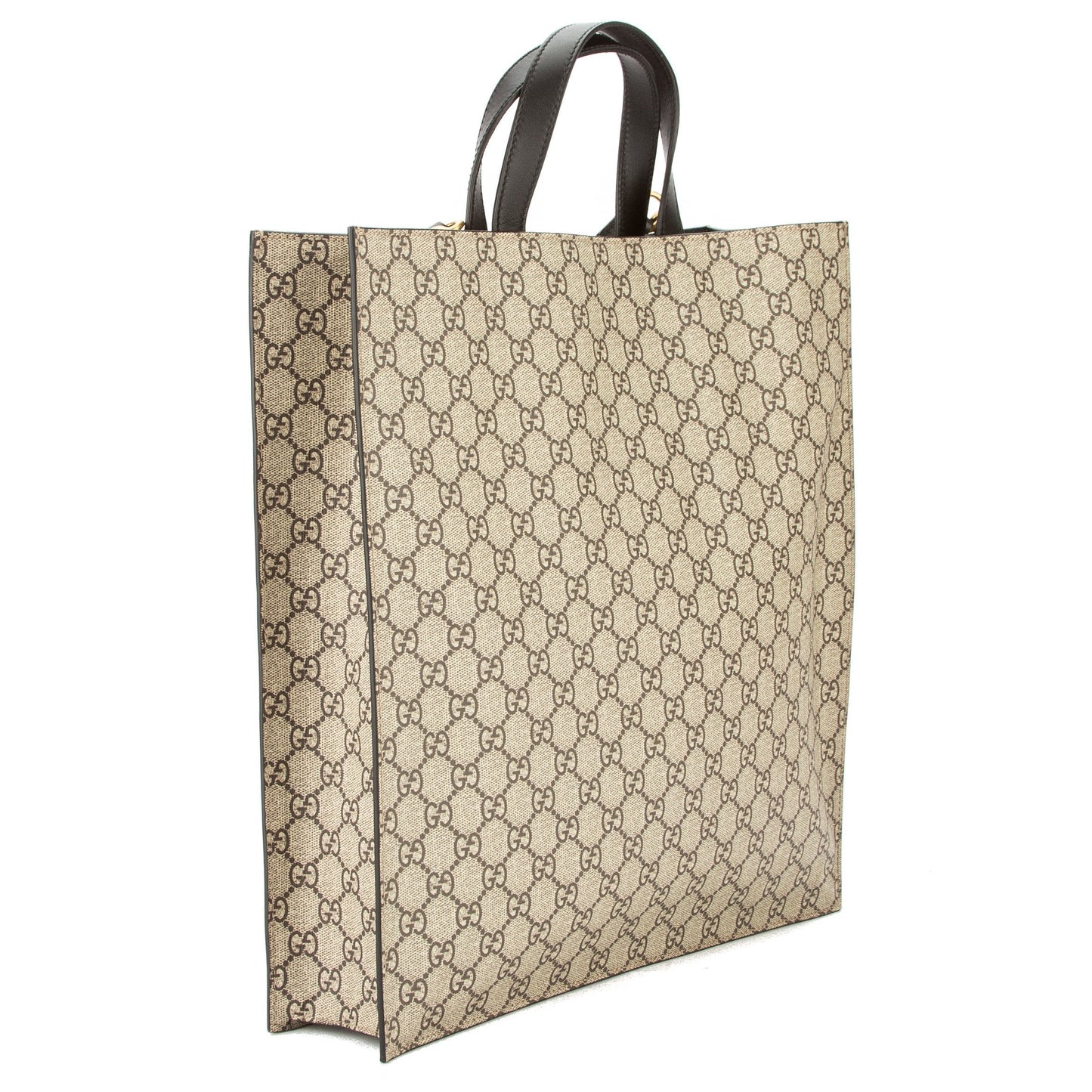 G*G Brown Leather Soft GG Supreme Canvas Bee Print Tote (New with Tags)