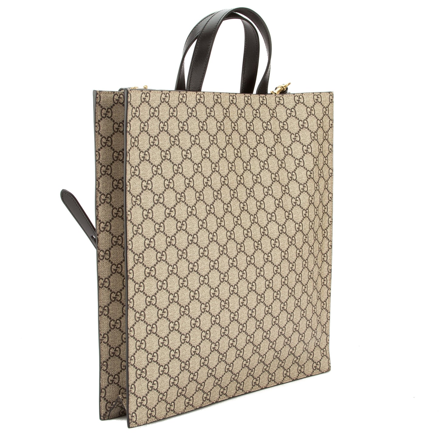 G*G Brown Leather Soft GG Supreme Canvas Tiger Print Tote (New with Tags)