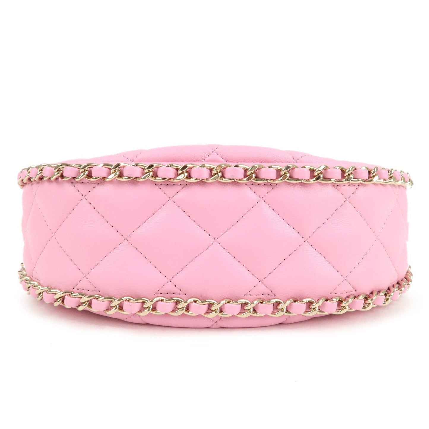 Auth Chanel Matelasse Lamb Skin Small Hobo Shoulder Bag Pink AS F/S