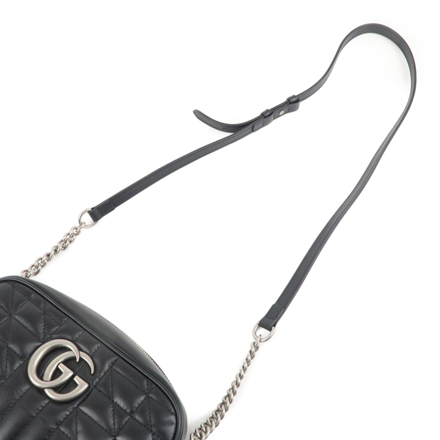 GUCCI GG Marmont Leather Chain Shoulder Bag Crossbody Black 447632