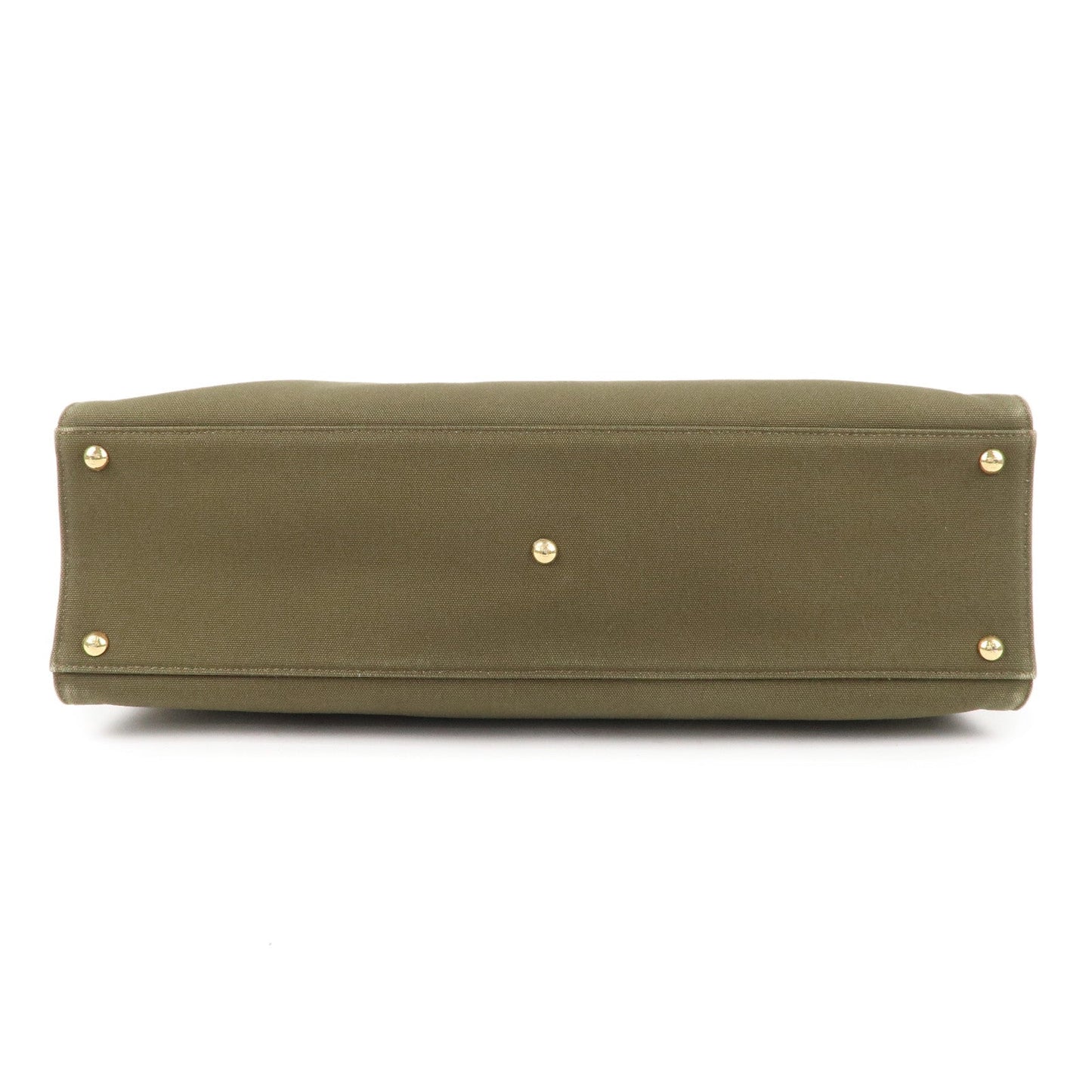 FENDI Peekaboo X Canvas Leather 2Way Tote Bag Khaki Brown 8BH375